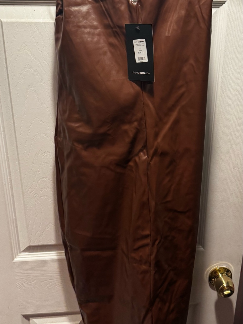 Brown Faux Leather Maxi Skirt